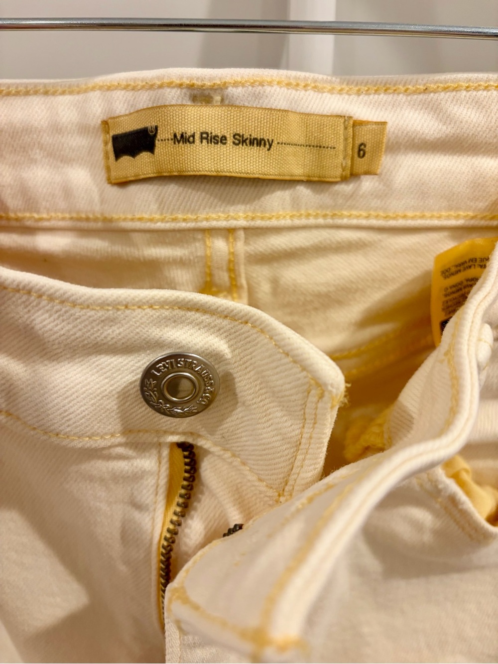 Signature by Levi Strauss Mid Rise Skinny Distressed Jeans - butter yellow